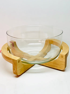 Glass Bowl With Wooden Stand