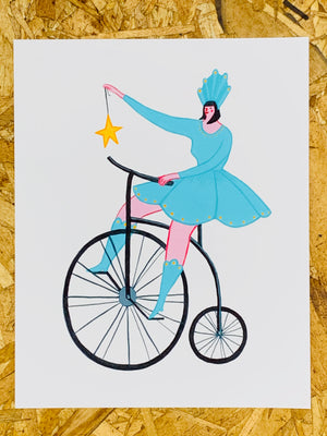 “Bike Lady” 8x10in Art Print by Liz Long