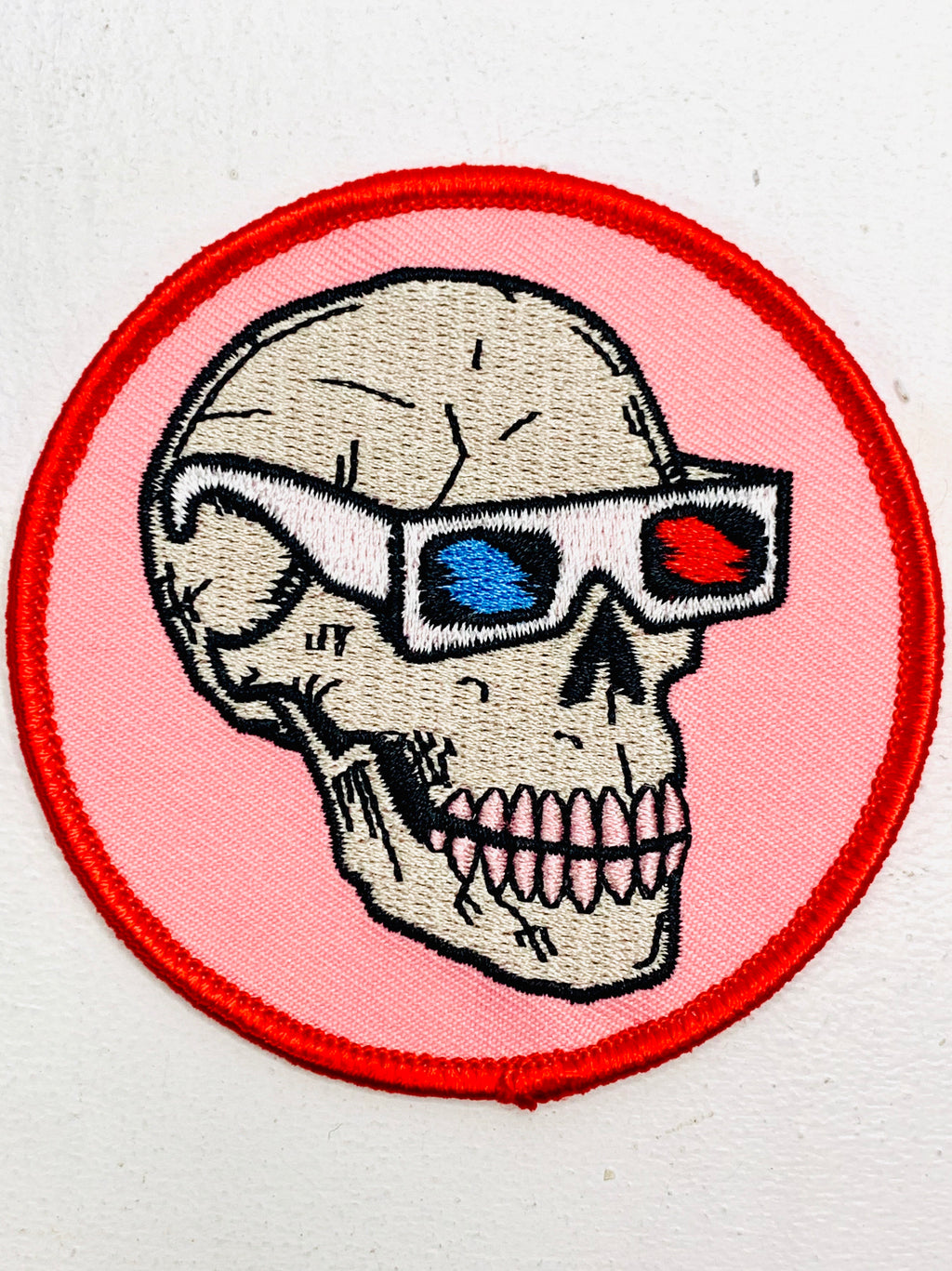 Skull w/ 3D Glasses Embroidered Patch