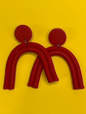 Lux Tube Arches Earrings Red
