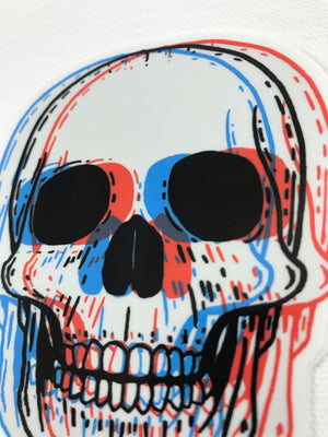 3D Skull Blue+Red Sticker