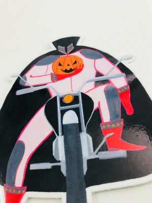 Headless Jack-o-Lantern Biker Sticker