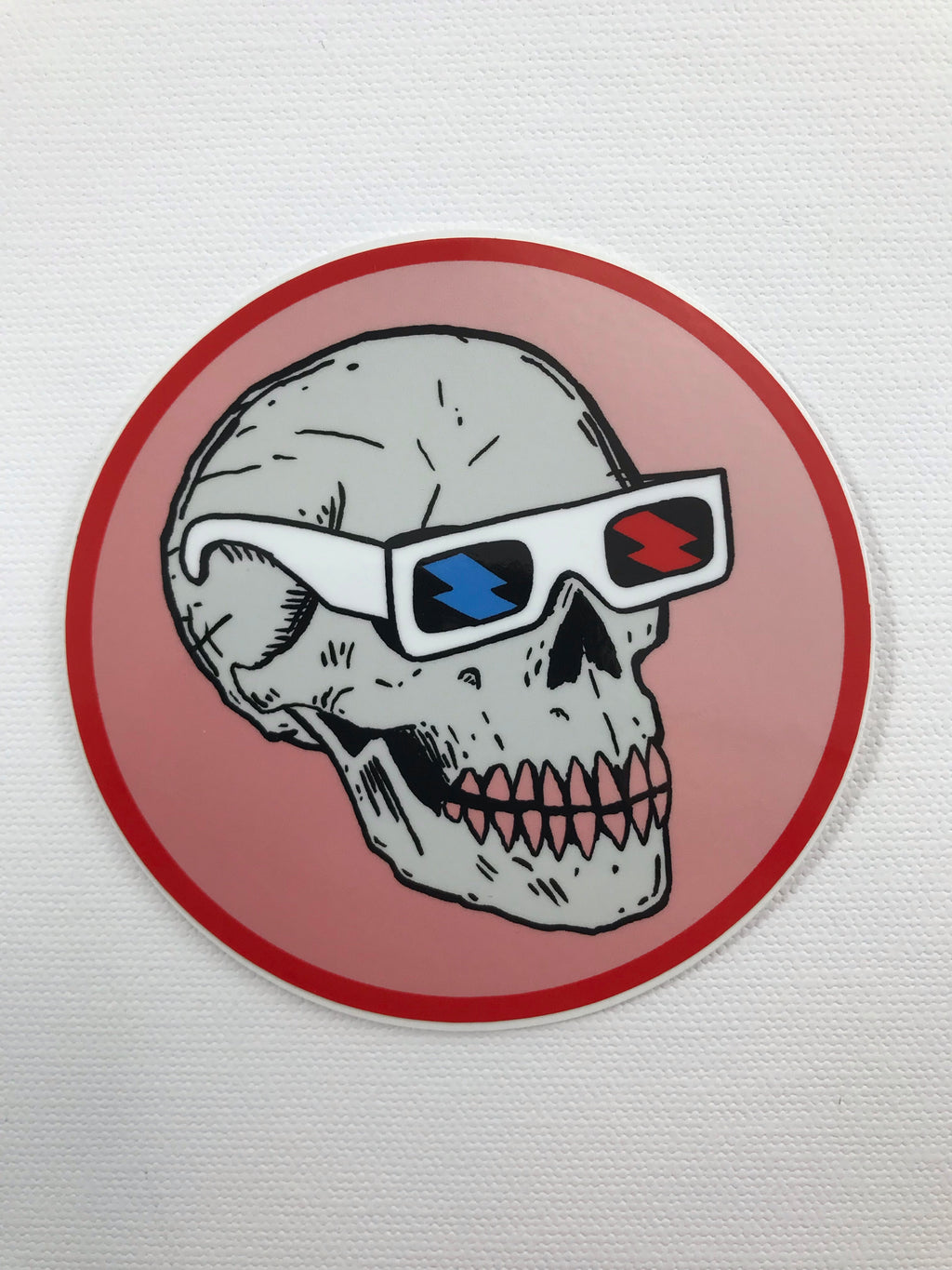 Skull with 3D Glasses Sticker