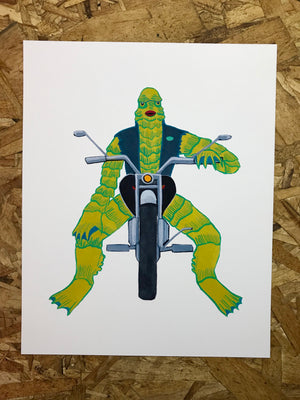 “Creature Biker” 8x10in Art Print by Liz Long