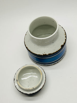 Blue Stripe Ceramic Canister w/ lid