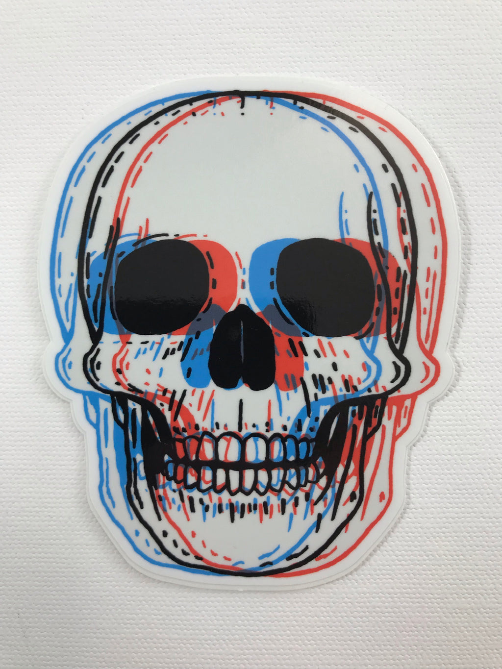 3D Skull Blue+Red Sticker