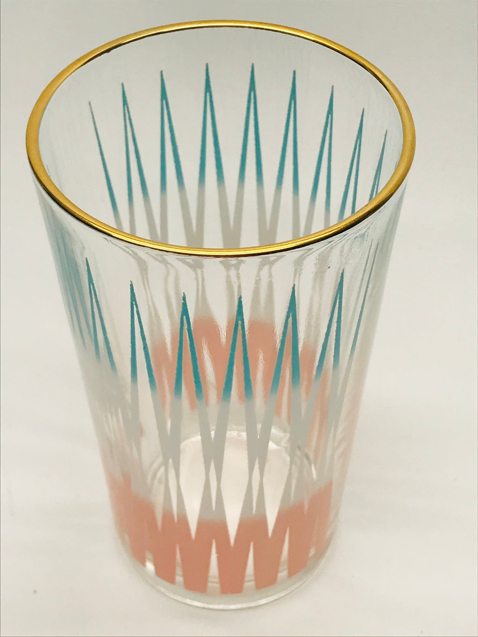 One Pink, White & Blue Vintage Glass
