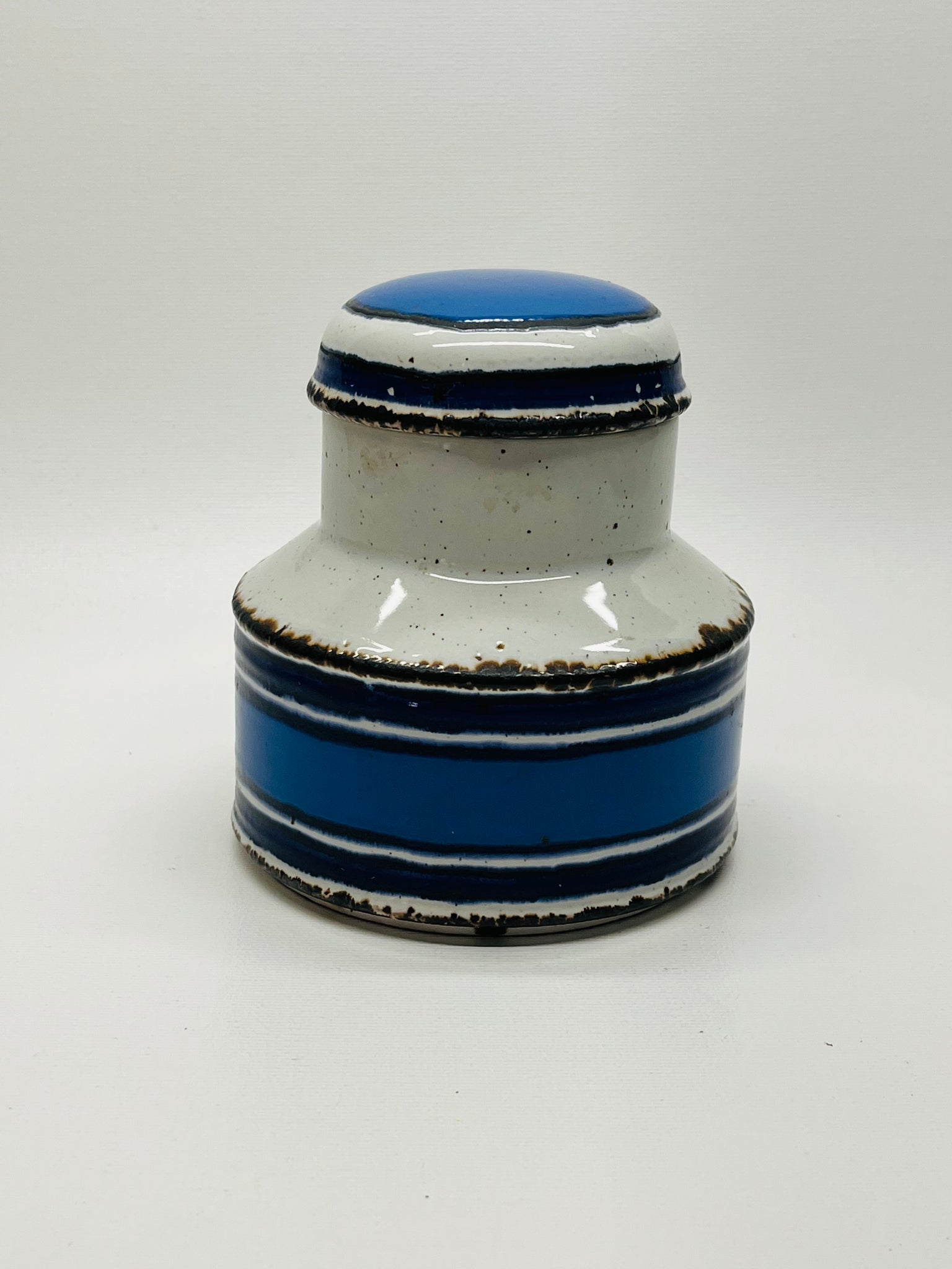 Blue Stripe Ceramic Canister w/ lid