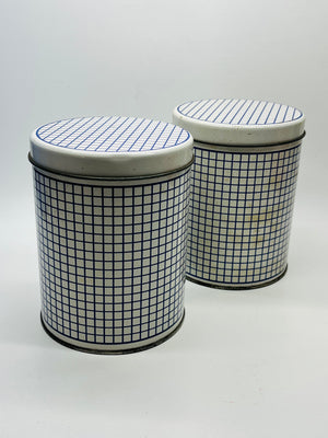 Blue + White Grid Tin