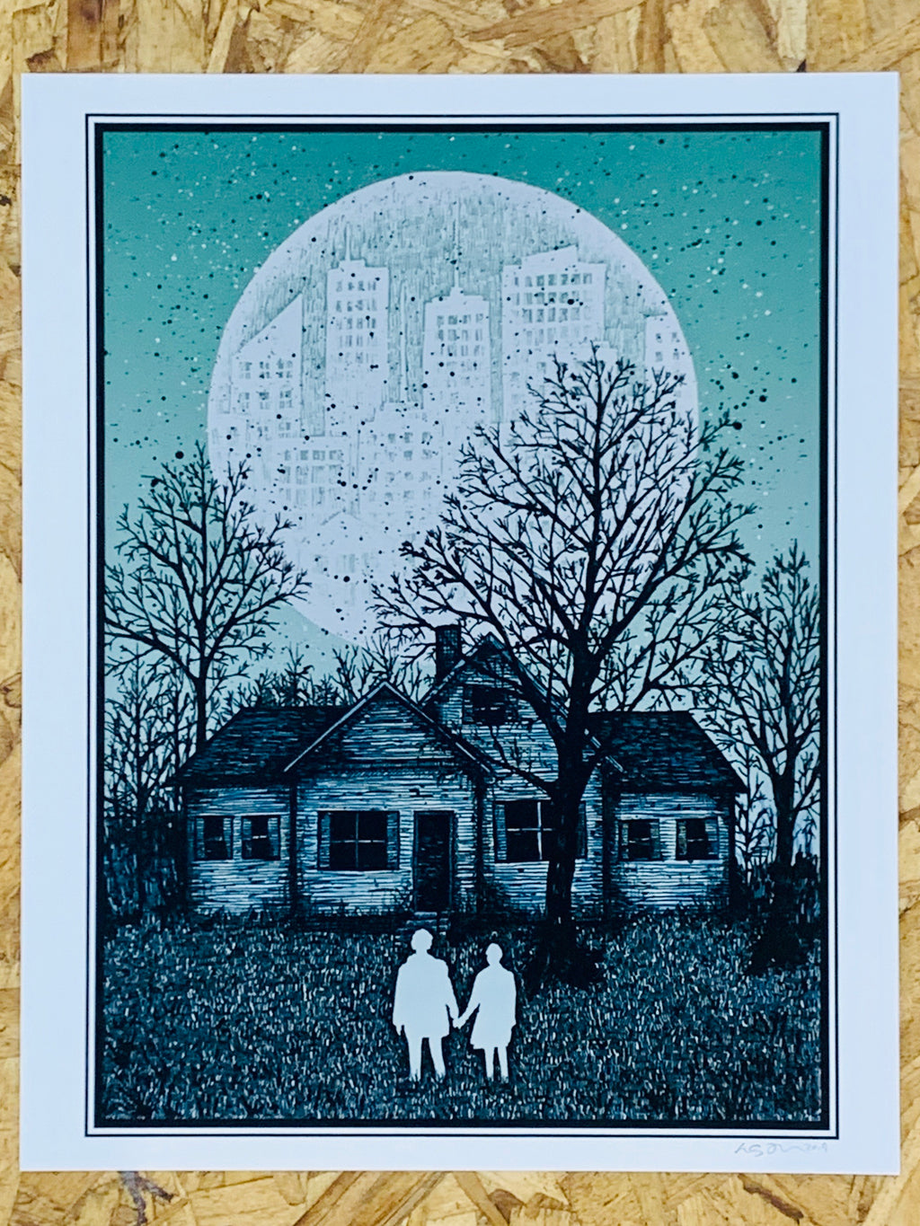 Couple and House 8x10in Giclee Print by Kris Johnsen