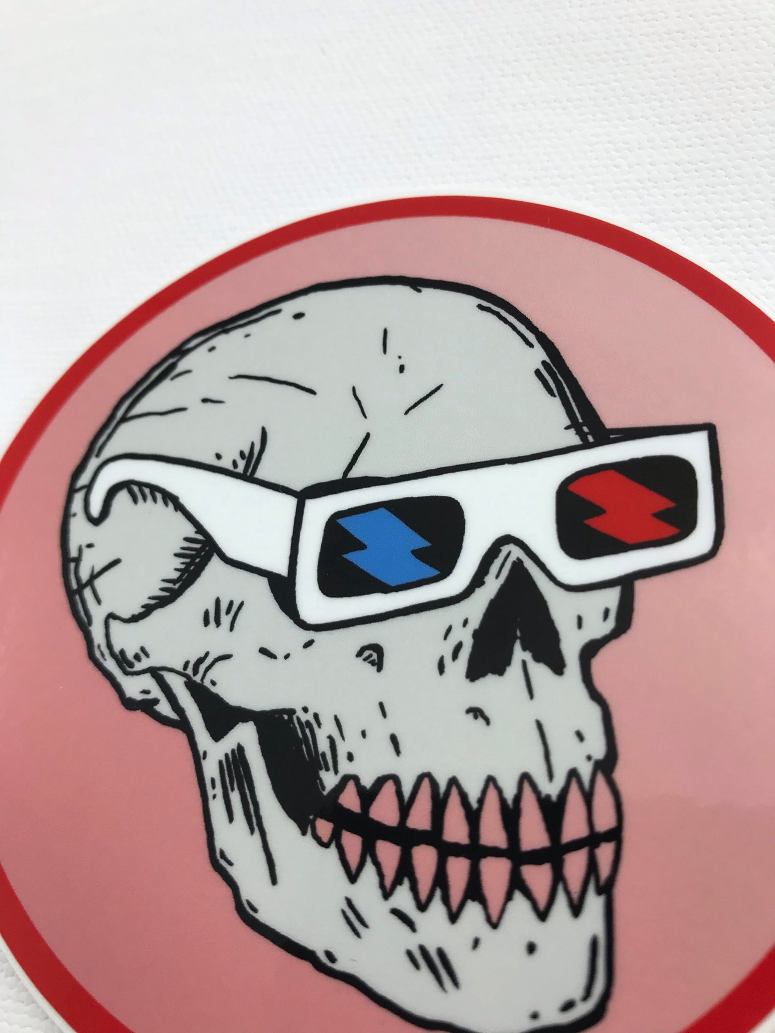 Skull with 3D Glasses Sticker