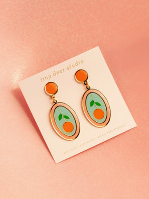Orange Oval Earrings