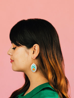 Orange Oval Earrings