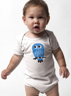 Organic Blue Owl Baby One Piece