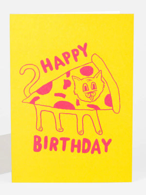 Pizza Cat Birthday Card