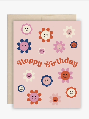 Retro Daisy Birthday Card