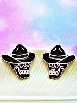 Skeleton Cowboy Stud Earrings