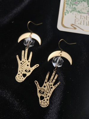 Moon + Hands Earrings